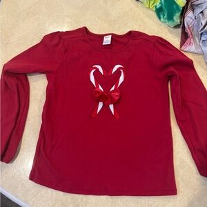Gymboree Red Long Sleeve Shirt with Candy Cane Design